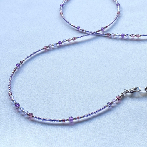 秋色紫❇︎アメジストとグラスビーズのマスクストラップ／ネックレス