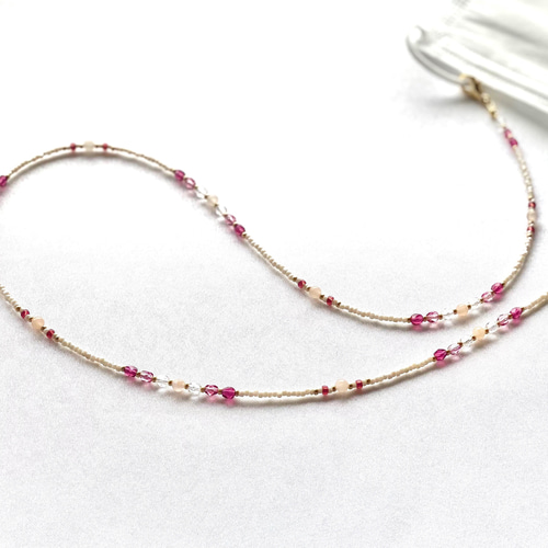 秋色紫❇︎アメジストとグラスビーズのマスクストラップ／ネックレス