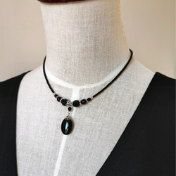 オーバル型ブラックオニキスのネックレス 9枚目の画像