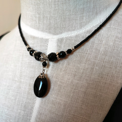 オーバル型ブラックオニキスのネックレス 12枚目の画像
