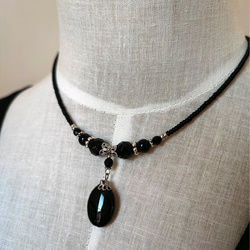 オーバル型ブラックオニキスのネックレス 6枚目の画像