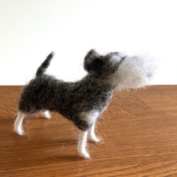 羊毛フェルト犬 ミニチュアシュナウザー 白シュナ ハンドメイド置物