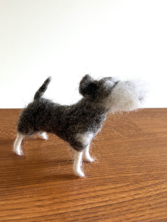 羊毛フェルト犬 ミニチュアシュナウザー ハンドメイド 置物 1枚目の画像