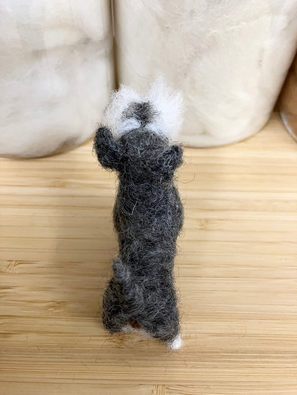 羊毛フェルト犬 ミニチュアシュナウザー ハンドメイド 置物 7枚目の画像