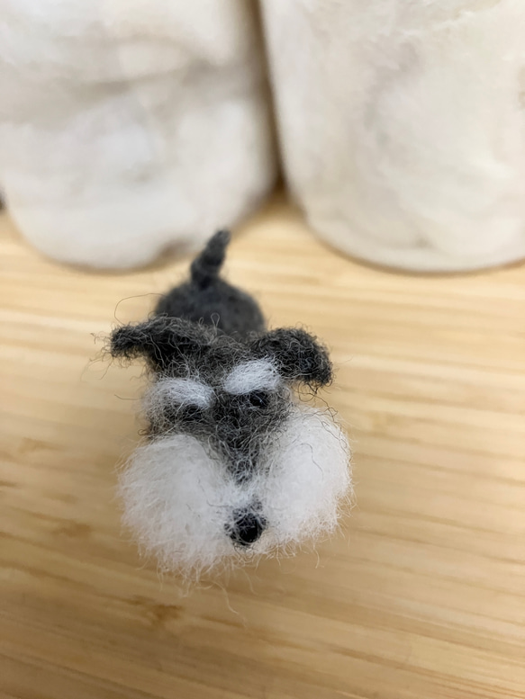 羊毛フェルト犬 ミニチュアシュナウザー ハンドメイド 置物 5枚目の画像