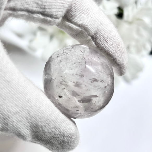 天然石　ヒマラヤ水晶　宝珠（如意宝珠）　原石　35ｍｍ　1個　アイリス入り　天然石インテリア・置物として 4枚目の画像