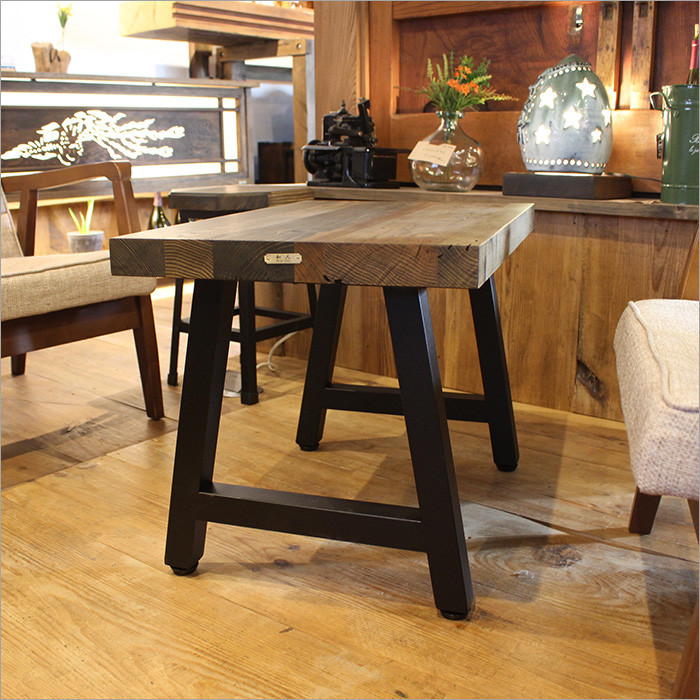 古材 寄木 ベンチ 木製 スツール 2人掛け おしゃれ 椅子 チェア 長椅子 玄関 アンティーク 昭和レトロ 家具