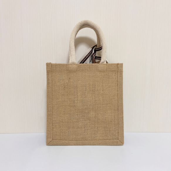 オリジナル シーズー 手描き ジュートバッグ 鞄 size S      ドット スカーフ 付　カゴバッグ かごバッグ 4枚目の画像