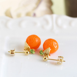3D捷克橘子耳環/耳環【日本製】橘子/水果 第2張的照片