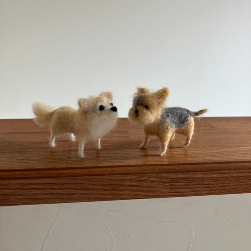 羊毛フェルト犬 ロングコートチワワ・チワワ ハンドメイド置物 羊毛フェルト犬 ロングコートチワワ・チワワ ハンドメイド置物