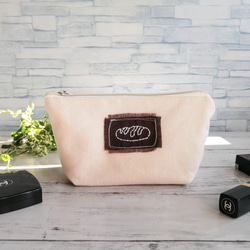 パンの刺繍ワッペン ポーチ 小物入れ マチ付き 内ポケット Sサイズ