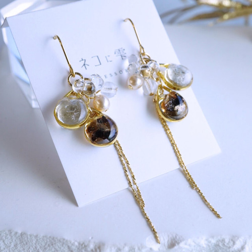 ピアス シック 華やか ニュアンスカラー 上品 ブラウン プレゼント