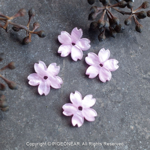 ☆花ビーズ10mm&3mmビーズ付ピンク(8flo_2) ビーズ PIGEONEAR 通販