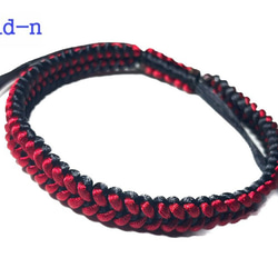 guild-n ☆ ブラック クリムゾン 赤 黒 ファング サテン 組紐 ミサンガ