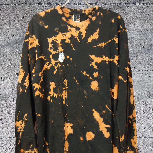 SSD CAT×ikutashinmichi タイダイブリーチ染めlongsleeveTshirt:XL T