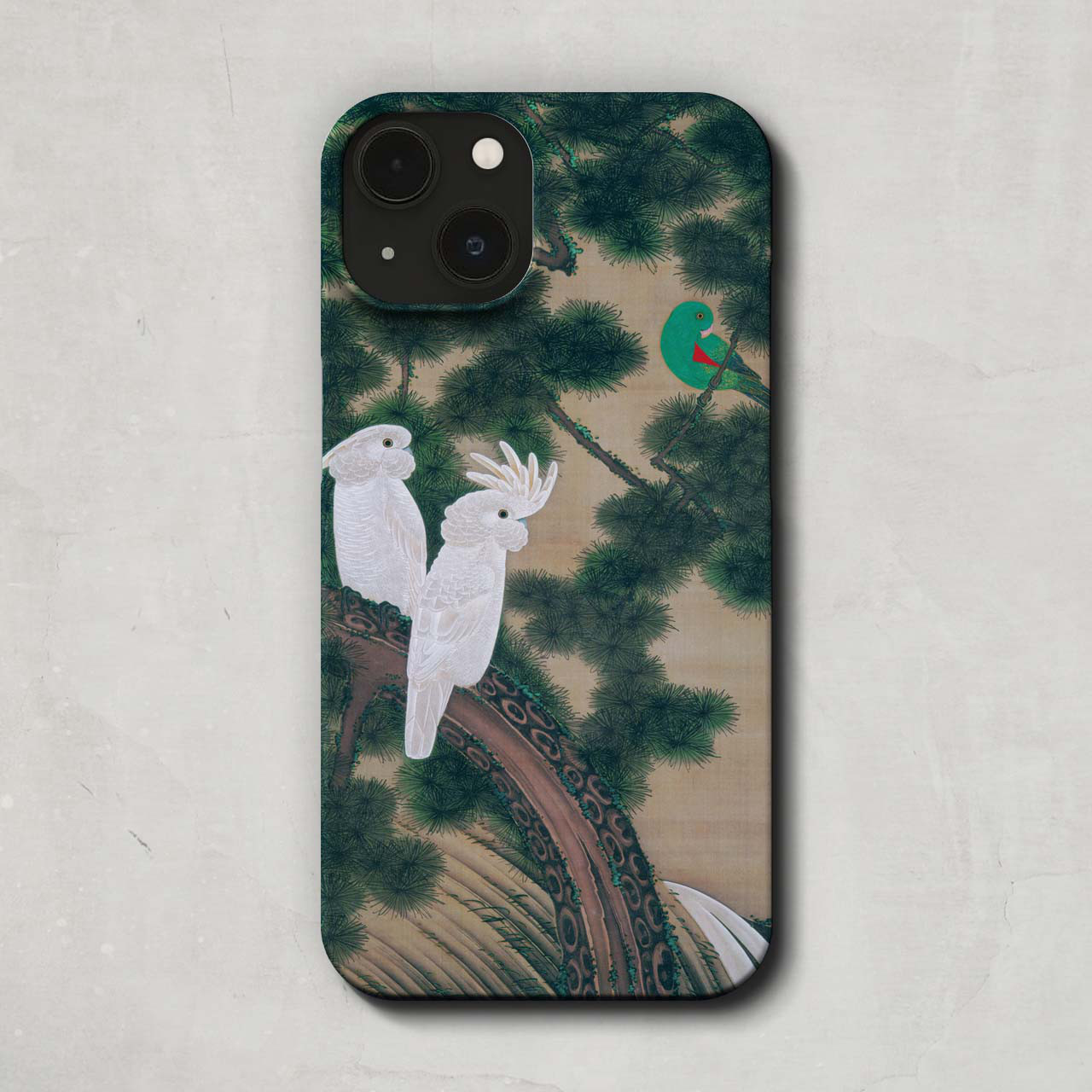 スマホケース / 伊藤 若冲「老松鸚鵡図」 iPhone 全機種対応 オウム 日本画 和 和柄 浮世絵 レトロ 個性的        Ω
