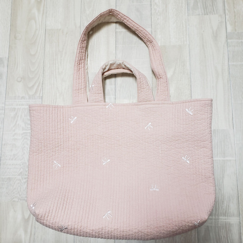 ヌビバッグ リボン刺繍 ピンク マザーズ トートバッグ 2way 2way ヌビバッグ リボン刺繍 ピンク マザーズ トートバッグ 2way 2way