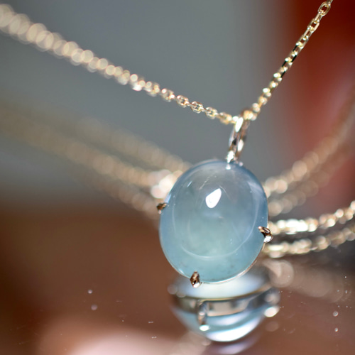 K9-02 天然アクアマリン k9金 薄水色 ネックレス ダイヤモンド