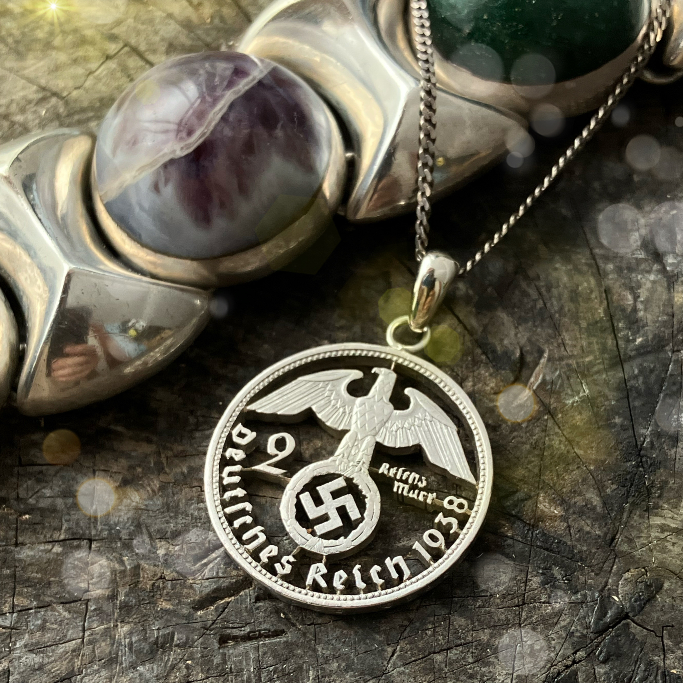 銀貨 ドイツ 2マルク カットコイン ネックレス トップ アクセサリー silver 外国コイン ペンダント ジュエリー