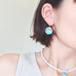 ❁Heart larimar shell coin earrings 14kgf❁可愛いハートラリマー 3枚目の画像