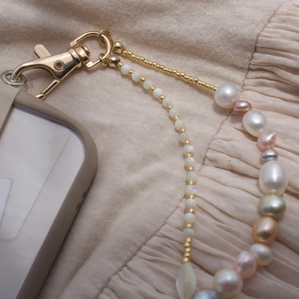 〖 phone  strap 〗pastel color Pearl strap(再販) 8枚目の画像