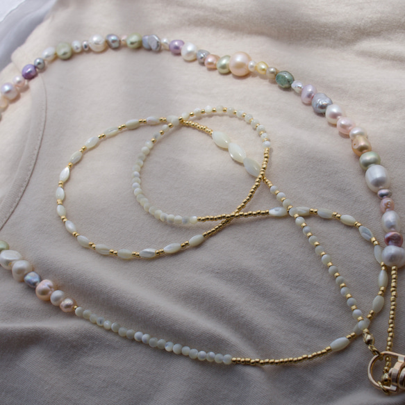 〖 phone  strap 〗pastel color Pearl strap(再販) 1枚目の画像