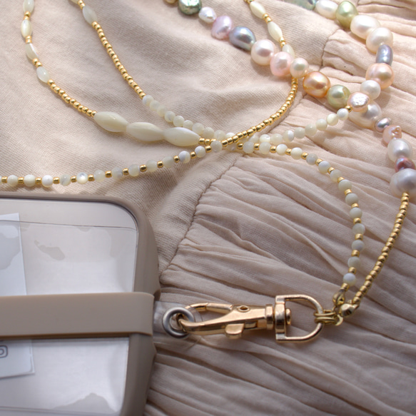 〖 phone  strap 〗pastel color Pearl strap(再販) 6枚目の画像