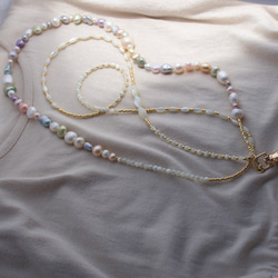 〖 phone  strap 〗pastel color Pearl strap(再販) 2枚目の画像