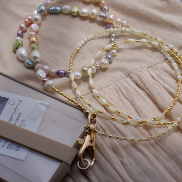 〖 phone  strap 〗pastel color Pearl strap(再販) 7枚目の画像