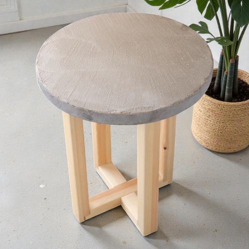 モルタル×木 丸スツール 椅子（チェアー）・スツール tumugu-kobo 通販