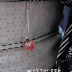 鬼灯レジンの耳飾り《赤色》（左右葉脈色違い） 14枚目の画像