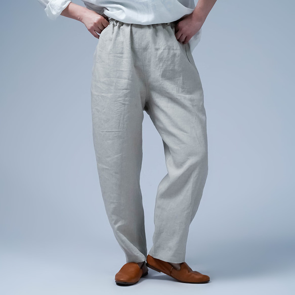 wafu リネン ロングパンツ ウエストゴム ベージュ wafu リネンパンツ