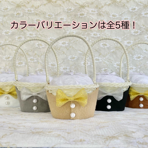 お子様が持ちやすい♡】新郎新婦かごのリングピロー2点セット