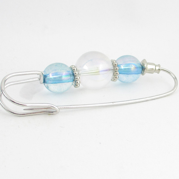 ねぇ。。空と海から香るアクアオーラで、ウミネコたちがミャーミャー鳴いている♪<カブトピンブローチ>SB940 4枚目の画像