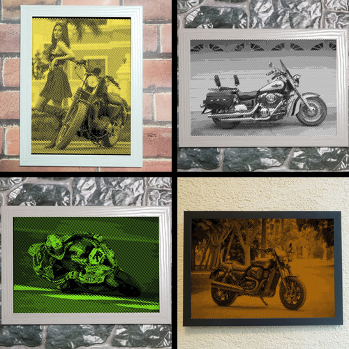 ご希望の画像で作成❗オーダーメイド ハーフトーン切り絵バイク 切り絵