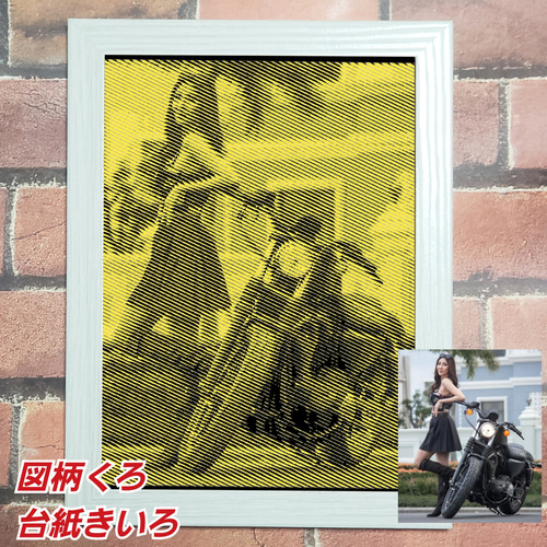 ご希望の画像で作成❗オーダーメイド ハーフトーン切り絵バイク 切り絵