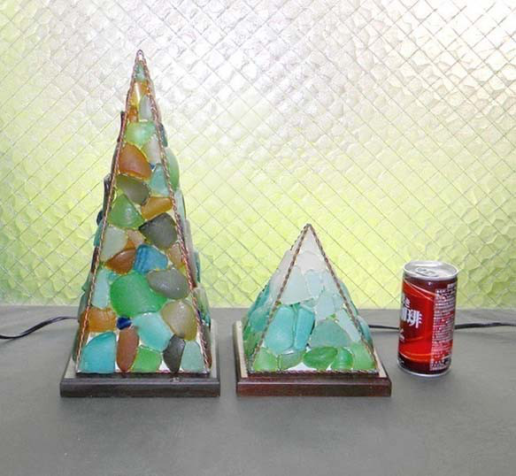 シーグラスのランプ　ピラミッドランプSー60 7枚目の画像
