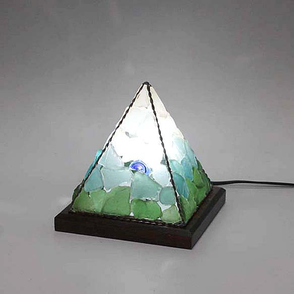 シーグラスのランプ　ピラミッドランプSー60