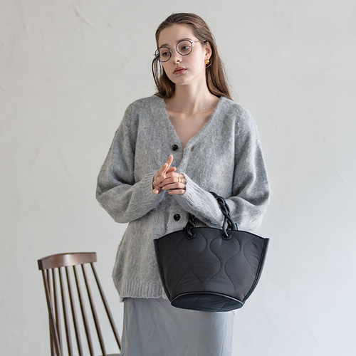 トートバッグ ツイストハンドル キルティング 自立 オリーブ HAYNI