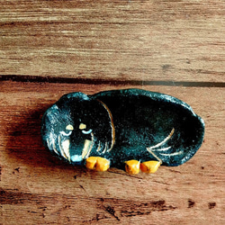 ねんねダックス ブラックタン ミニチュアダックス ブラック 犬 小皿 豆