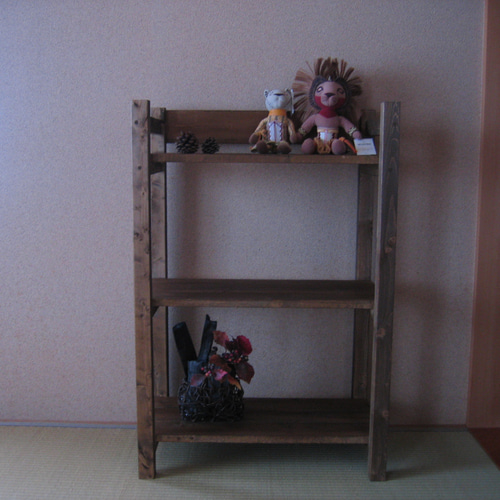 アンティーク＆サイズ変更可】3段飾り棚 シェルフ《ウォールナット