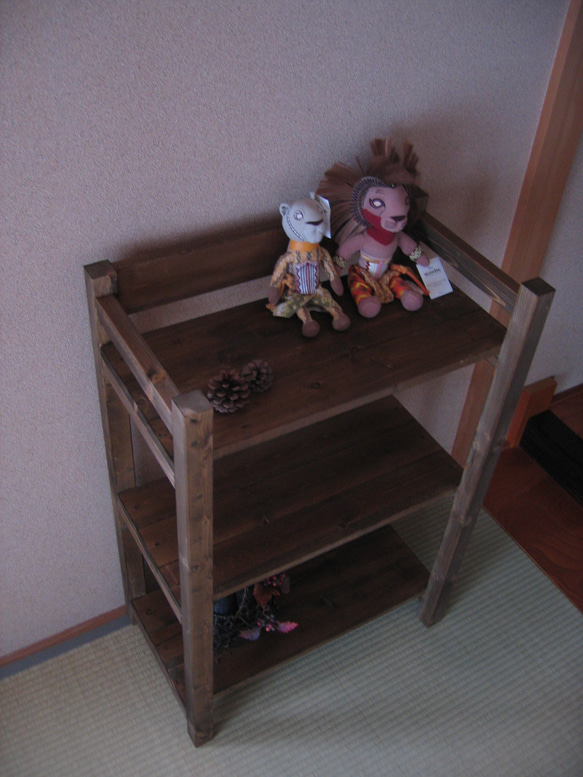 【アンティーク＆サイズ変更可】３段飾り棚 シェルフ《ウォールナット》 アンティーク＆サイズ変更可】3段飾り棚 シェルフ《ウォールナット