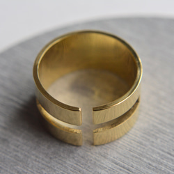 十字設計戒指黃銅金黃銅 第6張的照片