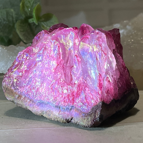 七色の夢໒꒱✨ マゼンタ オーラ水晶 原石 クラスター その他置物 東洋