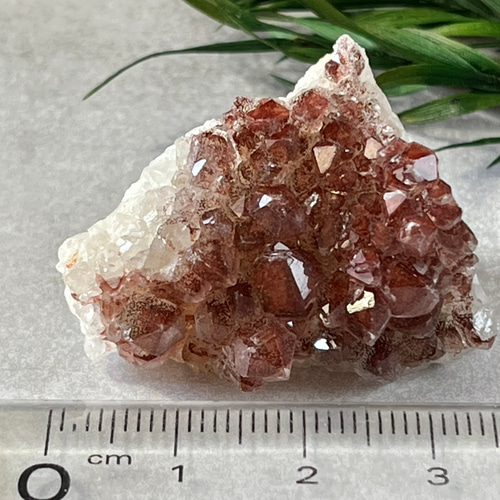 ストロベリーファントムクォーツクラスター　台座付き　ファイヤークォーツ　苺水晶⑤ ストロベリーファントムクォーツ ポイント ファイヤークォーツ