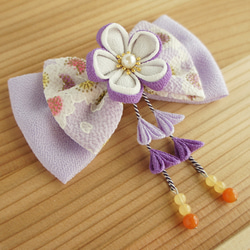 つまみ細工 ちりめん リボン 小さめ 髪飾り クリップ 七五三 成人式