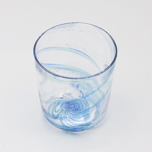 手作り 【ロックグラス 青】 カップ ガラスコップ Glass Studio Uka yamanokami-106 3枚目の画像