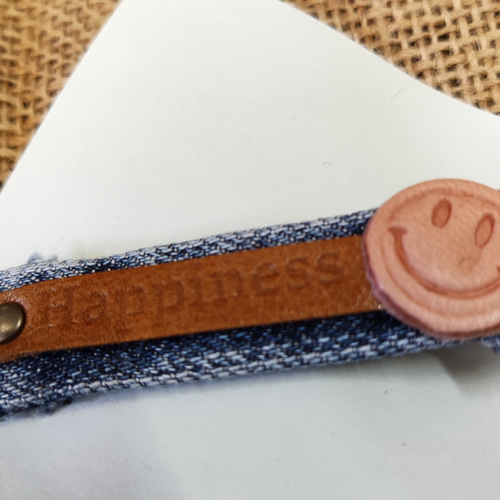 リメイクデニムと本革で作った ヘアアクセサリーセット A ヘアゴム