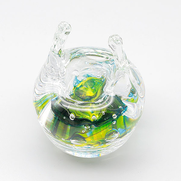 手作り【リングホルダー 緑】ガラス リングピロー 指輪置 Glass Studio Uka yamanokami-303 3枚目の画像