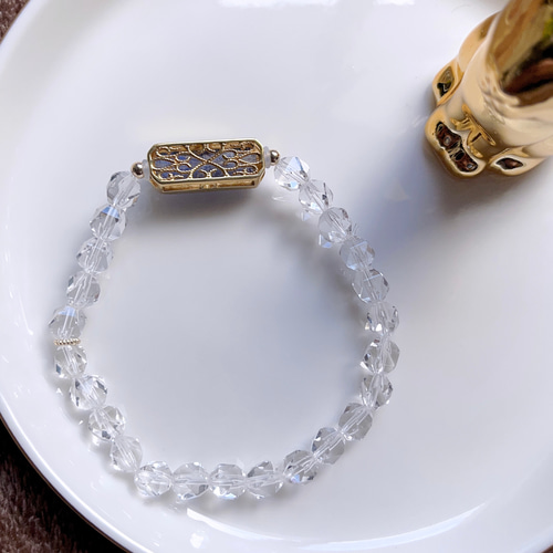 天然無処理 デュモルチェライトインクォーツ デザイン ブレスレット